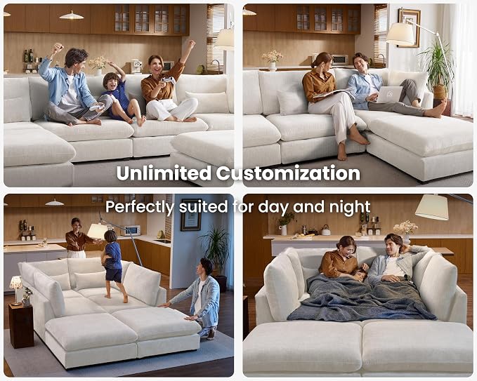 CHIC HOUSE Module for Modular Oversized Couch, Corduroy Customizable Chaise - Image 4