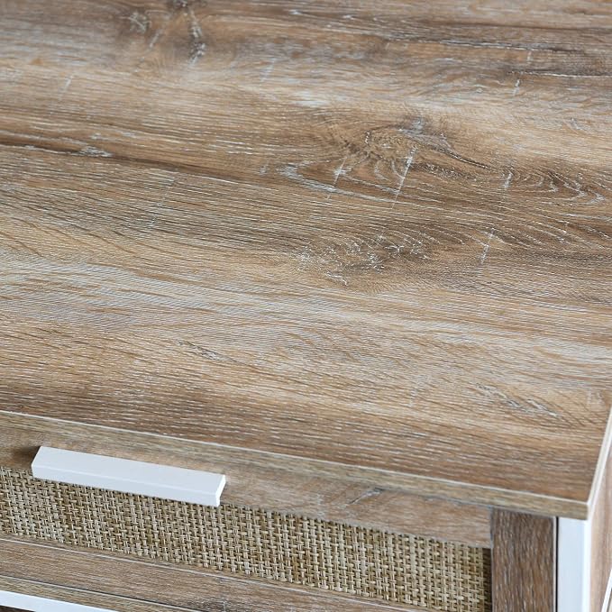 Household Essentials Coastal Oak Woven Front Coffee Table - Image 11