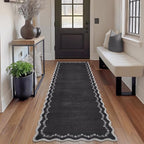 GarveeHome 2x6 Scalloped Washable Runner Rug Non Slip Hallway Kitchen Rug | - Image 2