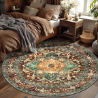 Yamaziot 6FT Round Large Area Rug, Non-Slip Washable Boho Living Room Rug | - Image 6