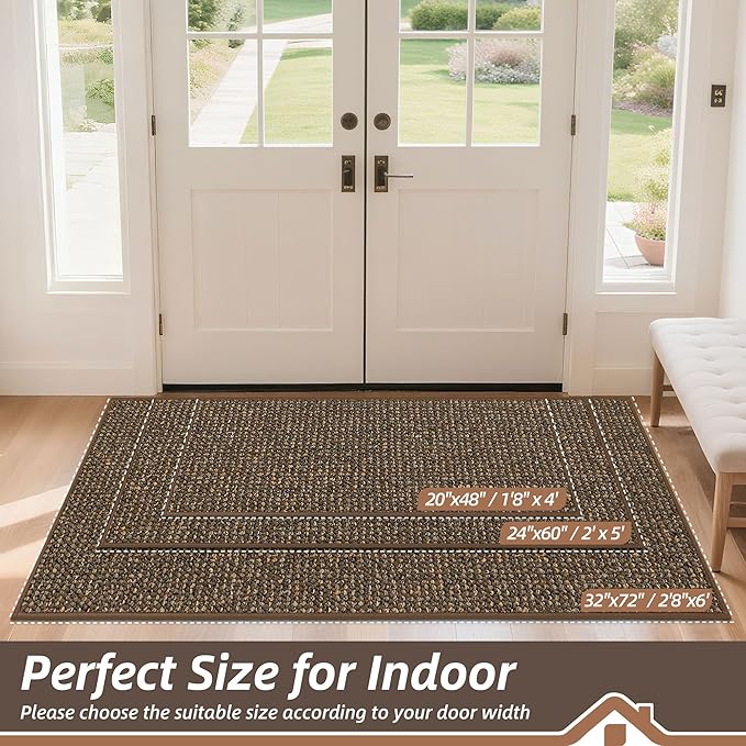 BEQHAUSE Dirt Trapper Door Mat 32" x 72", Non-Slip Washable Doormats, Low - Image 2
