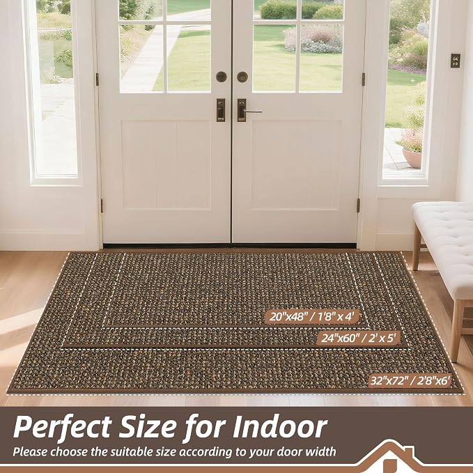 BEQHAUSE Dirt Trapper Door Mat 24" x 60", Non-Slip Washable Doormats, Low - Image 2