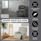 ULTICOR 4-Piece, 1 Seat Recliner Cover, Yarn Dyed Reclining Chair Covers - Image 4