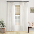 Neutral Pinch Pleated 86 Inch Curtains Semi Sheer Linen Blended, Natural | - Image 9