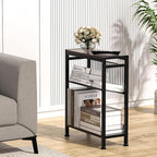 Side Table for Small Space, 3-Tier Narrow End Tablewith Magazine Holder - Image 6