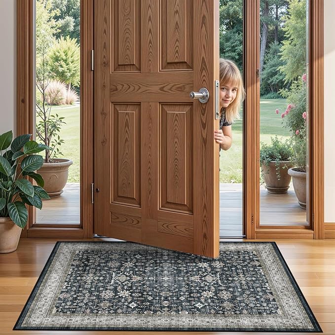 Small Rugs for Entryway Door Mat 2x3 for Kitchen Bathroom | Non Slip;Machine by WelcometoBabovid