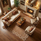 GarveeHome 5x7 Scalloped Area Rug Brown Washable Bedroom Living Room Rug | Soft - Image 8