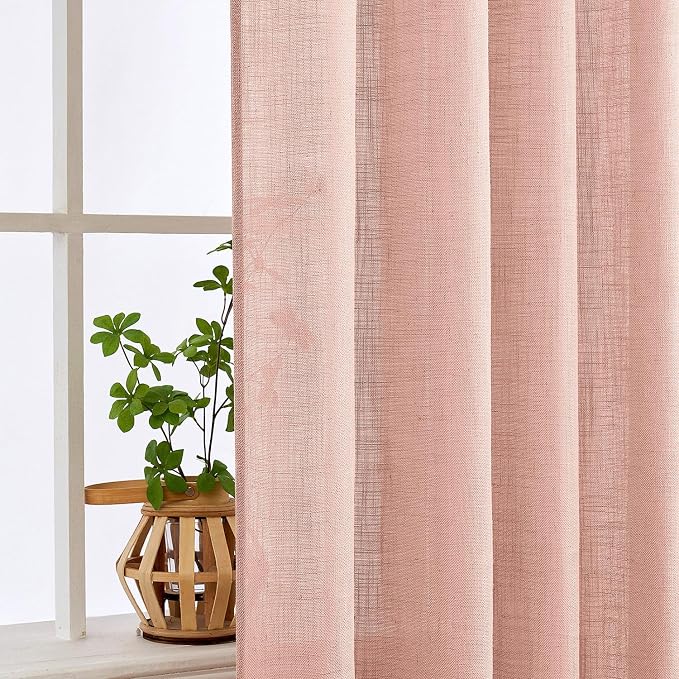 MIULEE Blush Pink Linen Curtains 52x72 Inch Length 2 Panels - Image 5