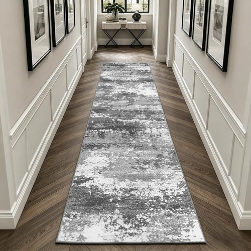 2x10 Hallway Runner Rug for Kitchen Entryway Non Slip Washable Grey | Rug Runner by Acapet