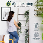 Blanket Ladder for Living Room and Bedroom, 5ft 8 inch, 6-Tier Wall Leaning - Image 5
