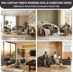 49" Small Loveseat Sofa for Small Spaces, Mid Century Modern Sofa, Linen - Image 6