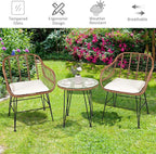Tangkula 3 Pieces Patio Conversation Bistro Set, Outdoor Wicker Furniture - Image 9
