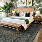 Dark Green Floral Living Room Rug 5x7 Area Rug - Image 8