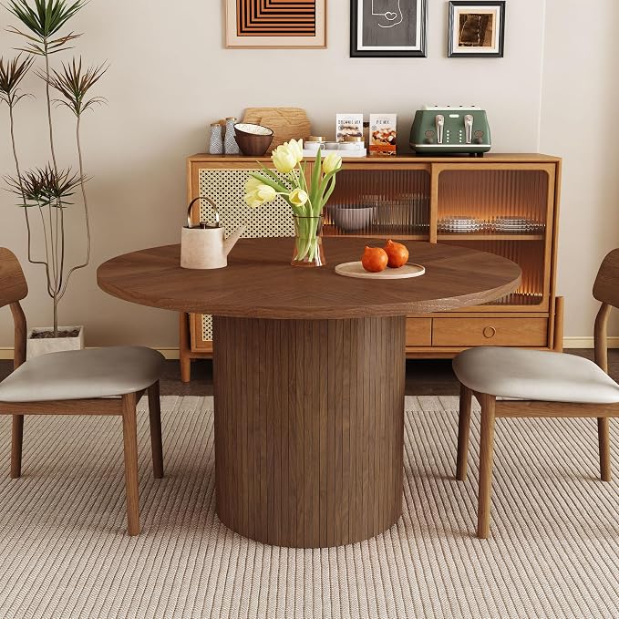 Round Dining Table for 4, Modern Farmhouse Kitchen Table, 47 Inch Small Circle by WelcometoFurnitureSalon