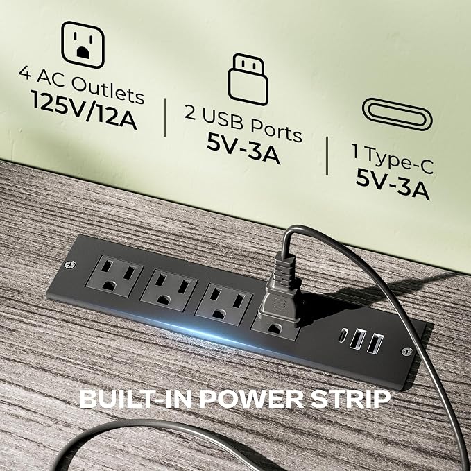 Huuger TV Stand Dresser with Power Outlets and LED Lights, 4 Drawers - Image 3