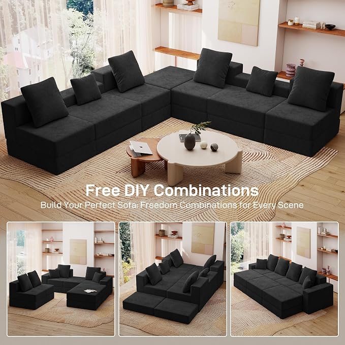 Living&Giving 128" U-Shaped Cloud Sectional Couch - Image 5