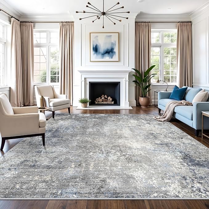 12x12 Square Area Rug for Living Room, Washable Modern Rug, square rooms by BYYVOORugsforYourHome