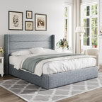 Allewie Full Size Lift Up Storage Bed, Modern Wingback Headboard, Hydraulic - Image 8
