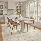 Soalmost 5x8 Area Rugs Beige Low Pile Washable Trendy Faded Style Rug | Vintage - Image 3