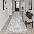 Soalmost Runner Rug 2x12 Washable Non-Slip Hallway Kitchen Runners Grey | Stain - Image 2