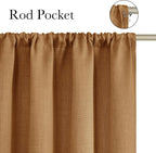 NICETOWN Gold Brown Faux Linen Room Darkening Rod Pocket Curtains 63 inch Length - Image 2