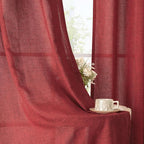 YoungsTex Burgundy Red Linen Curtains 54 Inch Length - Image 3