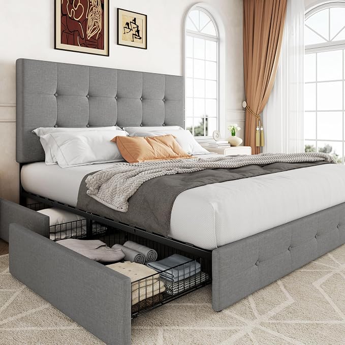 Allewie Upholstered Queen Size Platform Bed Frame by Allewie