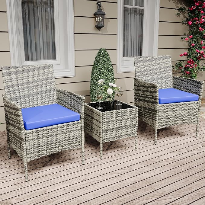 GarveeHome 3-Piece Patio Bistro Set, PE Rattan Outdoor Conversation Furniture - Image 7