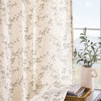 Grey Vintage Floral Linen Curtains Farmhouse 50W X 84L 2 Panels | Elisa Series - Image 8