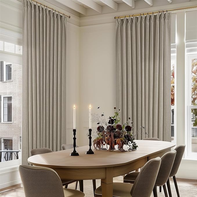 Burlywood Birch Pinch Pleat Linen Curtains 108 Inches Long 70 Inch Wide | Light - Image 7