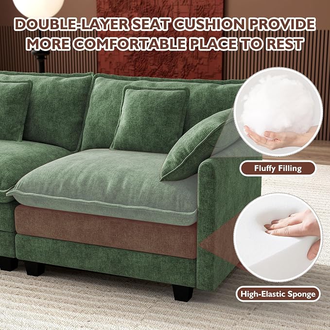 Ihanherry 114" V-Shaped Modern Sofa Modular Sectional Cloud Couch - Image 4