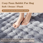 Blue Grey Rabbit Plush Rug 5'x7', Fluffy Shaggy Area Rug - Image 5