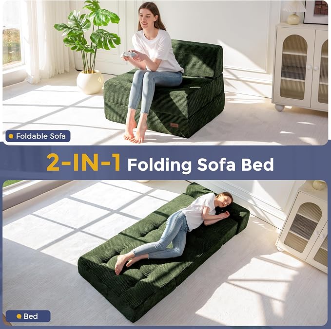 MAXYOYO 8" Folding Sofa Bed, Fold Out Chair Bed Sleeper Chair, Convertible - Image 3