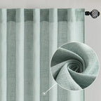 MIULEE Sea Green Linen Curtains 52x84 Inch - Image 2