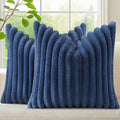 decorUhome Fall Faux Fur Throw Pillow Covers 24x24 Set of 2 Navy Blue | by decorUhome