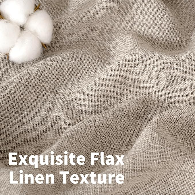 YoungsTex 90 Inches Long Oatmeal Linen Semi Sheer Curtains - Image 4
