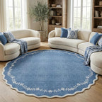 GarveeHome Large Round Rug 8ft Scalloped Washable Circle Living Room Rug | Soft by GarveeHome