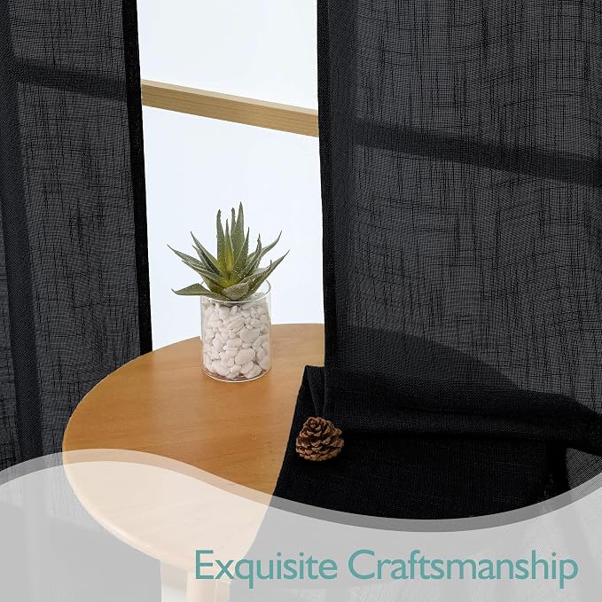 Chyhomenyc Black Semi Sheer Curtains 72 Inch Length 2 Panels Set, Light - Image 6