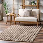 nuLOOM Jeni Taupe Checkered Washable Area Rug by nuLOOM