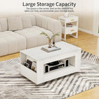 39" Wood Coffee Table for Living Room, Sides Storage - Image 5