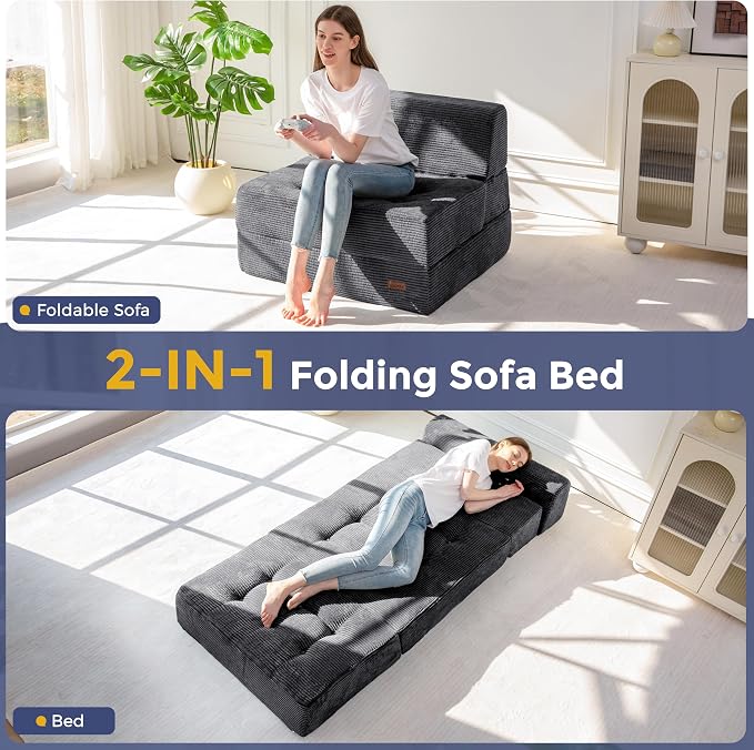MAXYOYO 8" Folding Sofa Bed, Fold Out Chair Bed Sleeper Chair, Convertible - Image 3