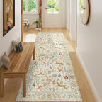 DUKINO 3x7 Hallway Runner Rug, Non Slip Animal Kitchen Runner Rug, Low Pile by DUKINO