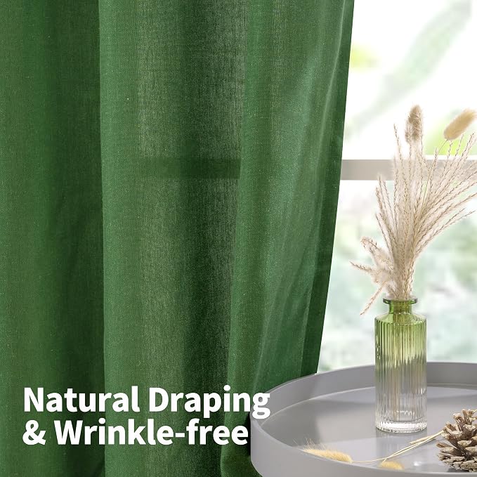 YoungsTex Forest Green Linen Curtains - Image 3