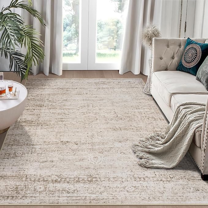 6x9 Area Rugs for Living Room Bedroom Dining Room Washable Beige Ivory | Soft by Aelenmu