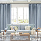 Blue Pinch Pleated Linen Blackout Dual Layer Curtains 108 Inches Length | Light - Image 7