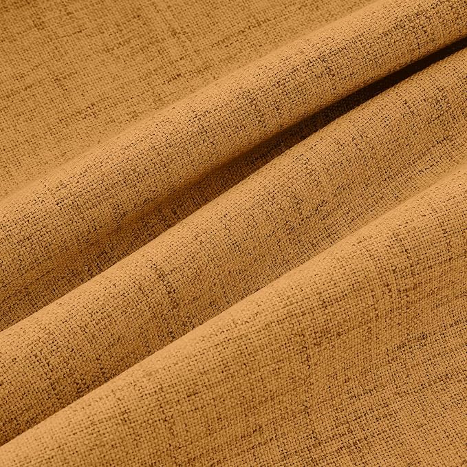 MIULEE Fall 100% Blackout Linen Curtains 42" x 84" Mustard Yellow 2 Panels | - Image 9