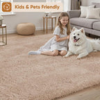 PLHXFR 8x10 Area Rugs Living Room: Fluffy Bedroom Rug Shag Carpet Camel | - Image 4