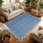 GarveeHome 4x6 Scalloped Washable Area Rug Blue Nursery Kids Bedroom Rug | Soft - Image 4