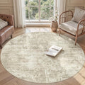 Soalmost Abstract 5x5 Round Rug 5ft Circle Living Room Rugs, Low Pile Stain by Soalmost