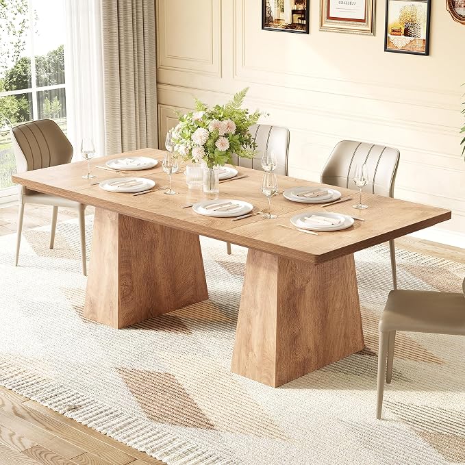 LITTLE TREE Dining Table for 6 People, Wooden Table, Rectangle Furniture - Image 4